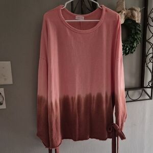 Oversized Pink Ombre Long Sleeve Top
